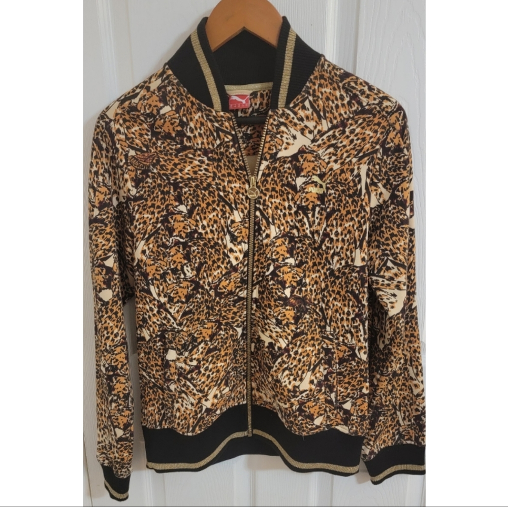 Puma Leopard Printed side panel sweatpants size L. Puma Leopard Jacket size XL